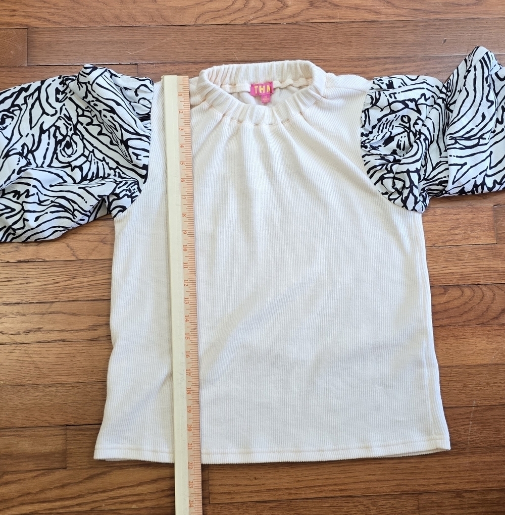 Anthropologie THML Puff Statement Sleeve Ribbed Top Romantic Maximalist Sz.XS - Picture 10 of 11